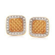 C. 1990 Vintage .60 ct. t.w. Diamond Square Earrings in 18kt Two-Tone Gold