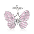 4.60 ct. t.w. Simulated Pink Sapphire and 1.40 ct. t.w. CZ Butterfly Double-Ring in Sterling Silver