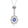 C. 2000 Vintage .75 ct. t.w. Sapphire and .25 ct. t.w. Diamond Pendant Necklace in 14kt and 18kt White Gold