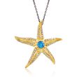 2.20 ct. t.w. Swiss Blue and White Topaz Starfish Pendant Necklace in 18kt Gold Over Sterling