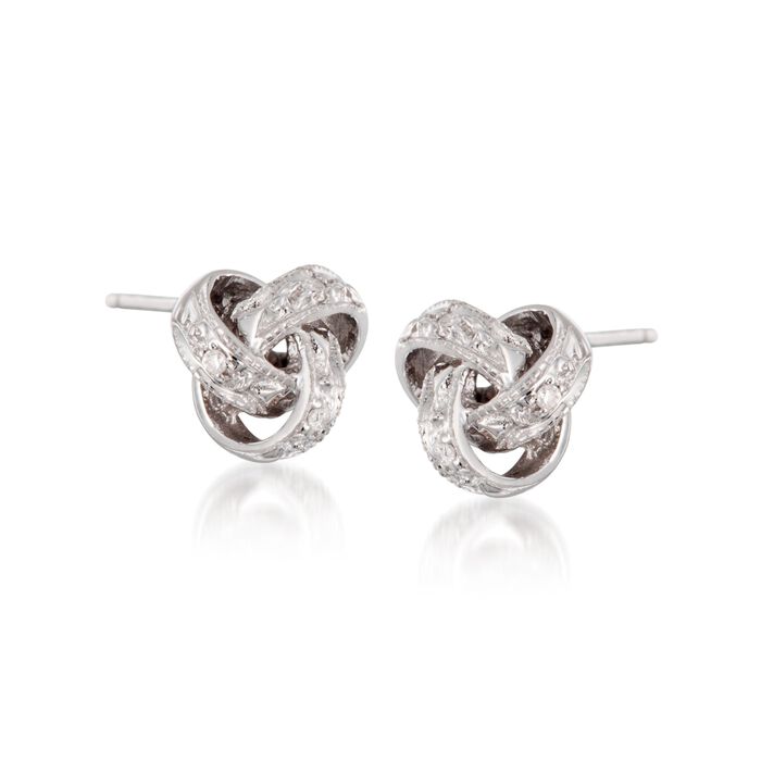 Diamond Accent Love Knot Earrings in 14kt White Gold