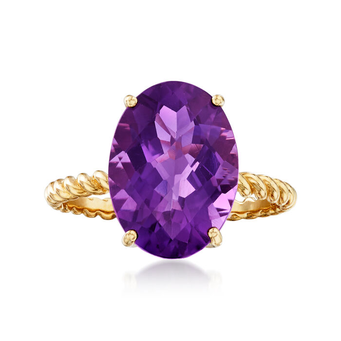 4.90 Carat Amethyst Rope Ring in 14kt Yellow Gold