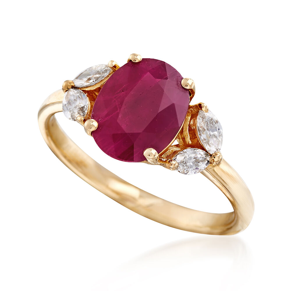 2.40 Carat Burmese Ruby and .15 ct. t.w. Diamond Ring in 18kt Yellow ...