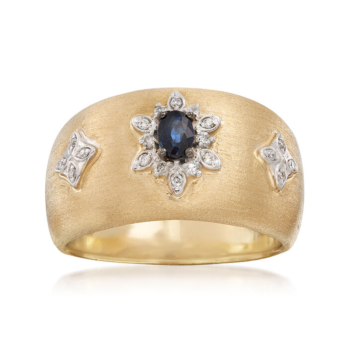 .20 Carat Sapphire and .10 ct. t.w. Diamond Ring in 14kt Yellow Gold