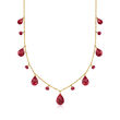 33.90 ct. t.w. Ruby Drop Necklace in 14kt Yellow Gold