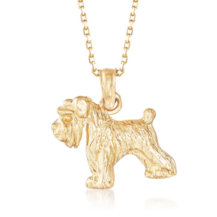 14kt Yellow Gold Schnauzer Dog Pendant Necklace