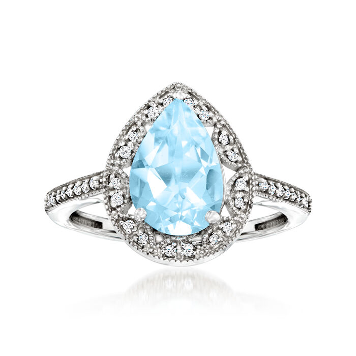 2.00 Carat Sky Blue Topaz and .10 ct. t.w. Diamond Ring in 14kt White Gold