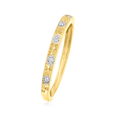 14kt Yellow Gold Hammered Ring with Diamond Accents