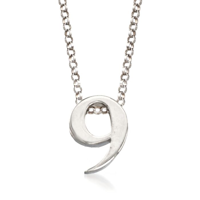 Sterling Silver Number 9 Pendant Necklace