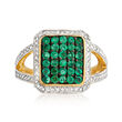 1.00 ct. t.w. Emerald and .17 ct. t.w. Diamond Ring in 18kt Gold Over Sterling