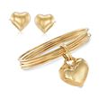 Italian Andiamo 14kt Yellow Gold Over Resin Jewelry Set: Heart Earrings and Bangle Bracelet