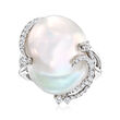 20x16mm Cultured Baroque Pearl and .43 ct. t.w. Diamond Swirl Ring in 18kt White Gold