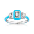 .25 ct. t.w. Diamond Ring with Turquoise Enamel in 18kt White Gold