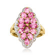 C. 1990 Vintage 3.20 ct. t.w. Pink Sapphire and .16 ct. t.w. Diamond Ring in 10kt Yellow Gold