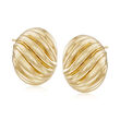 Italian Andiamo 14kt Yellow Gold Ribbed Earrings