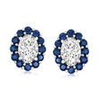 1.00 ct. t.w. Lab-Grown Diamond Stud Earrings with .70 ct. t.w. Sapphires in 14kt White Gold