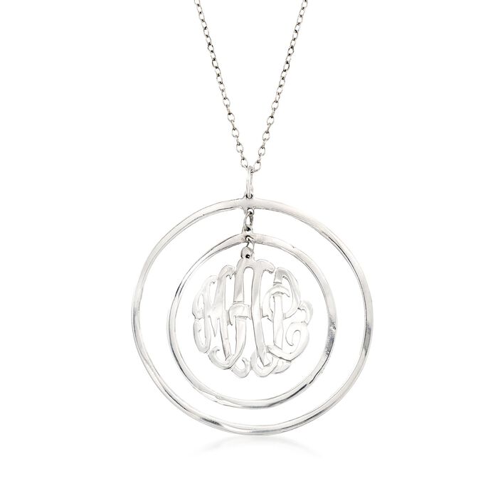 Sterling Silver Personalized Monogram Open-Circle Pendant Necklace