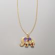 1.36 ct. t.w. Multi-Stone Elephant Pendant Necklace in 18kt Gold Over Sterling