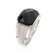 Men's Black Onyx Ring with Diamond Accents in Sterling Silver