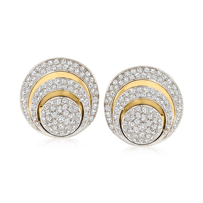 C. 1970 Vintage 3.55 ct. t.w. Diamond Button Clip-On Earrings in 14kt Two-Tone Gold