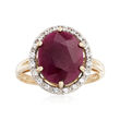 6.00 Carat Ruby and .20 ct. t.w. White Sapphire Ring in 14kt Yellow Gold