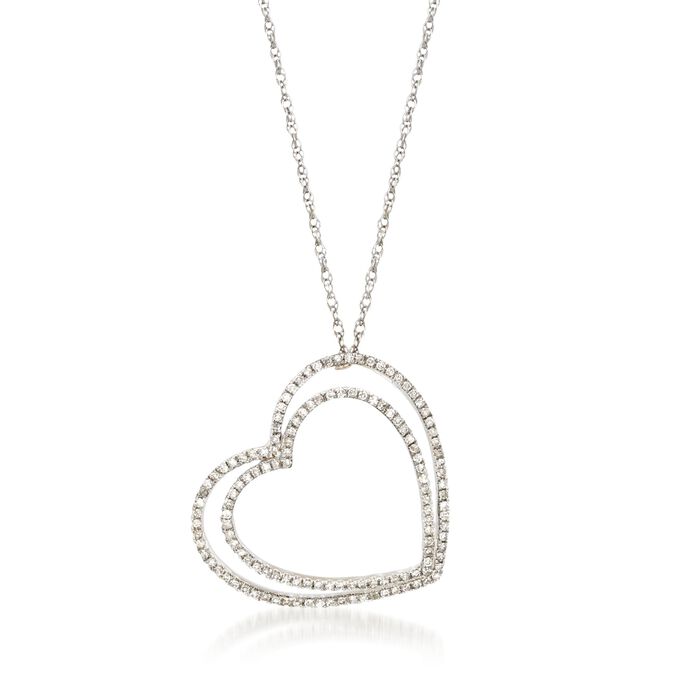 .18 ct. t.w. Double Diamond Pendant Necklace in 14kt White Gold