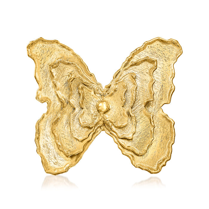 Italian 18kt Gold Over Sterling Brushed and Polished Butterfly Ring