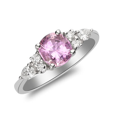 1.60 Carat Pink Sapphire Ring with .29 ct. t.w. Diamonds in 18kt White Gold