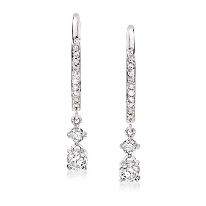 .50 ct. t.w. Diamond Double-Drop Hoop Earrings in 14kt White Gold