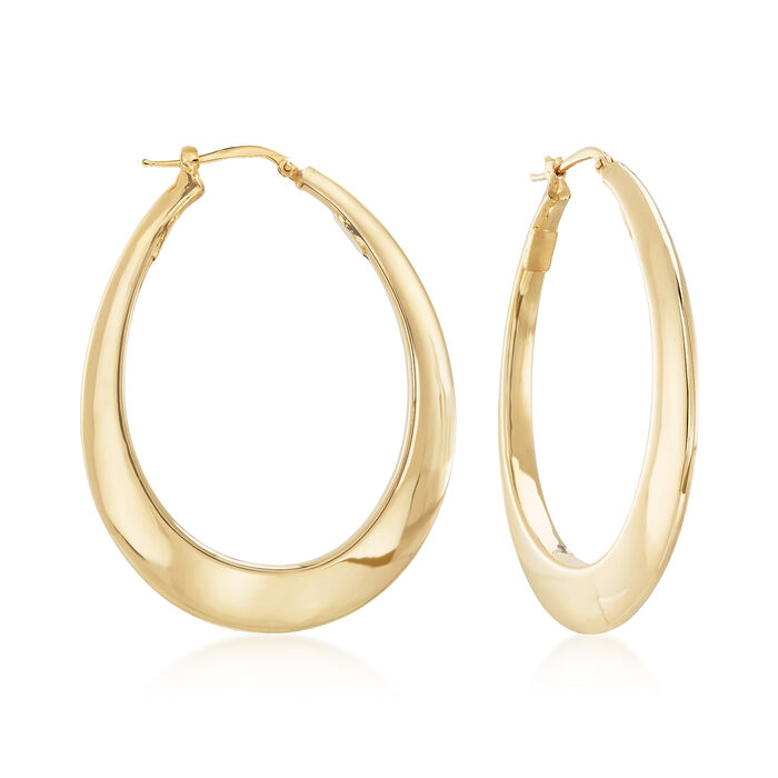Italian 18kt Yellow Gold Tapered Hoop Earrings. 2