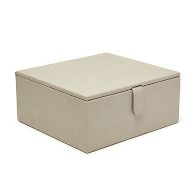 Brouk & Co. &quot;Jodi&quot; Gray Faux Leather Three-Tray Jewelry Box