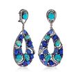 Turquoise and Lapis Drop Earrings with 5.00 ct. t.w. Multi-Stones in Sterling Silver
