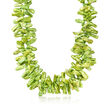 Green Cultured Baroque Biwa Pearl Necklace in Sterling Silver