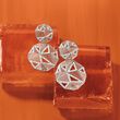 Italian Sterling Silver Geometric Drop Earrings with Glitter Enamel