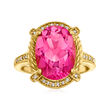 3.10 Carat Pink Topaz and .10 ct. t.w. White Topaz Ring in 18kt Gold Over Sterling