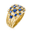 C. 1990 Vintage 1.90 ct. t.w. Sapphire and .90 ct. t.w. Diamond Ring in 18kt Yellow Gold