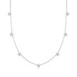 1.00 ct. t.w. Diamond Flower Station Necklace in Sterling Silver