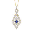 1.00 Carat Sapphire Pendant Necklace with 1.70 ct. t.w. White Zircon in 18kt Gold Over Sterling