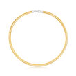 Italian 6mm Reversible Omega Necklace in Two-Tone Sterling Silver