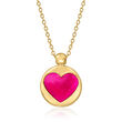 Italian Red and Pink Enamel Heart Pendant Necklace in 14kt Yellow Gold