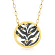Evocateur Reversible Animal-Print Painted Disc Necklace in 22kt Gold Leaf on Brass and Gold Plate