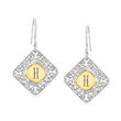 14kt Yellow Gold and Sterling Silver Personalized Floral Drop Earrings