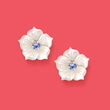 Mother-of-Pearl and .50 ct. t.w. Tanzanite Flower Earrings in Sterling Silver