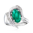 C. 1970 Vintage 2.55 Carat Emerald Ring with .15 ct. t.w. Diamonds in 14kt White Gold