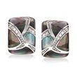Belle Etoile &quot;Sirena&quot; Black Mother-Of-Pearl and .20 ct. t.w. CZ Earrings in Sterling Silver