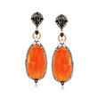 Orange Quartz and 6.70 ct. t.w. Multi-Stone Earrings with Black Spinel in 14kt Gold Over Sterling
