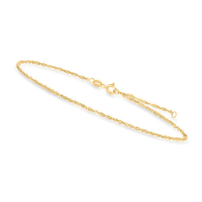 1.5mm 10kt Yellow Gold Singapore-Chain Anklet