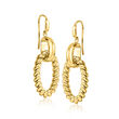 Italian 14kt Yellow Gold Twisted-Oval Drop Earrings