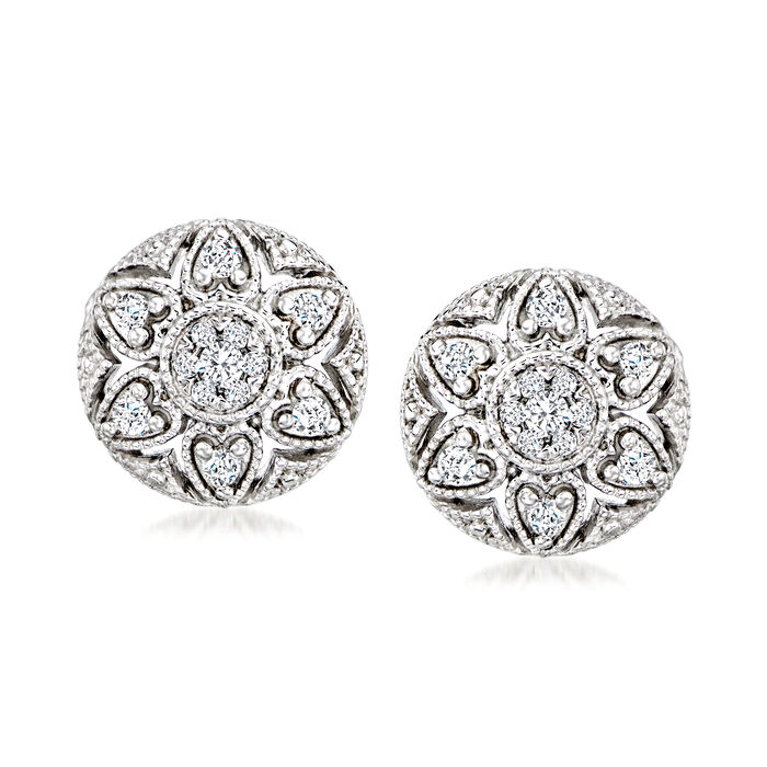 .25 ct. t.w. Diamond Floral Earrings in Sterling Silver