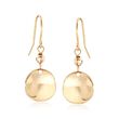14kt Yellow Gold Curved Disc Drop Earrings